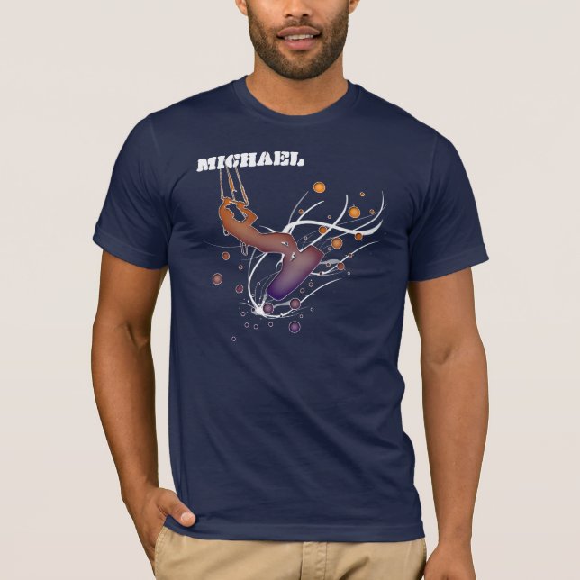 T-shirt Le saut. Chemise surfante de cerf-volant avec le (Devant)