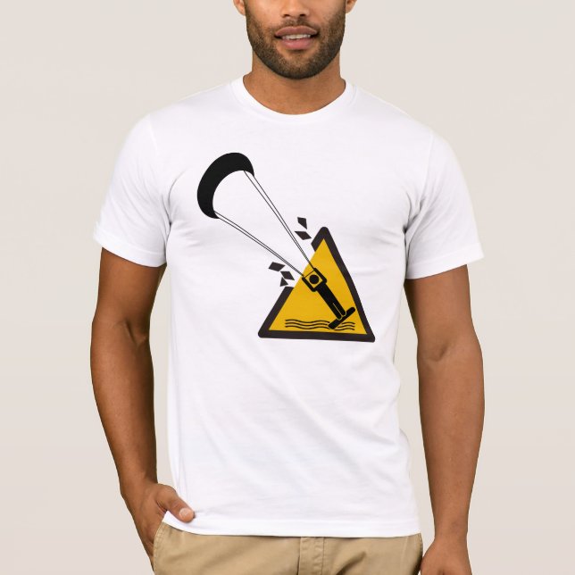 T-shirt Le saut. Chemise surfante d'humour de cerf-volant (Devant)