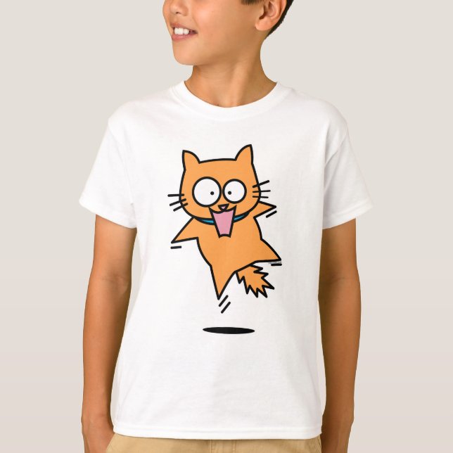 T-shirt Le saut orange tigré effrayé de chat a étonné (Devant)