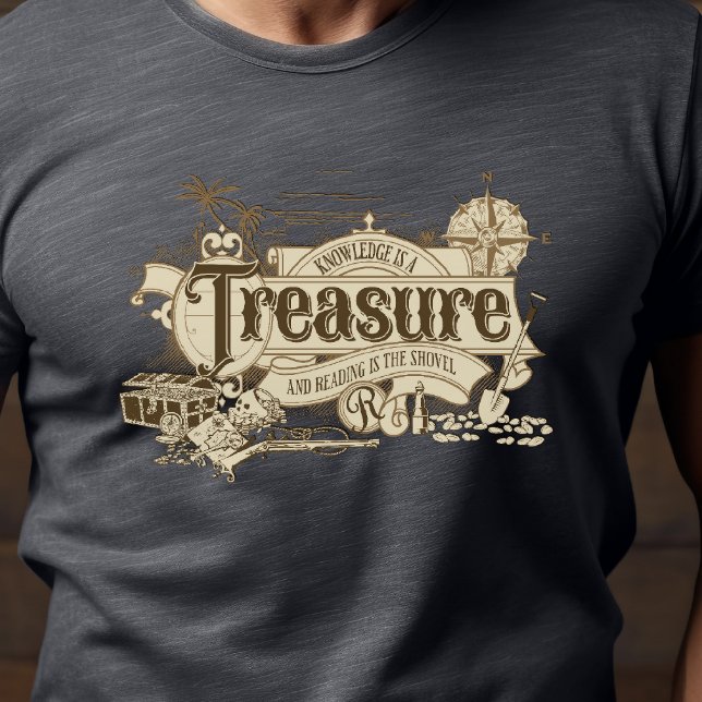 T-shirt Le savoir est un trésor, le cadeau du lecteur, l'e (Créateur téléchargé)
