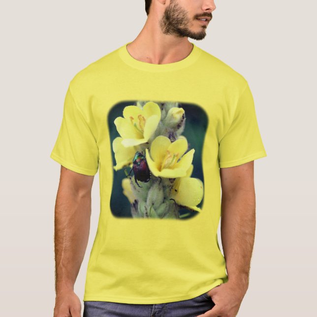 T-shirt Le scarabée sur la nature des fleurs de Mullein (Devant)