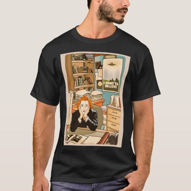 T-shirt Le sceptique Dana Scully dans le bureau de Mulder  (Devant)