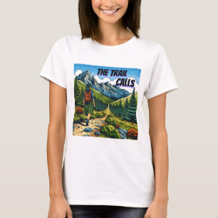 T-shirt Le Sentier Appelle Femme Randonnant sur un Senti