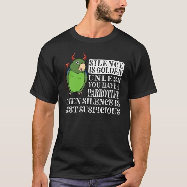 T-shirt Le Silence Est Parrot D'Or I Parrotlet Vert (Devant)