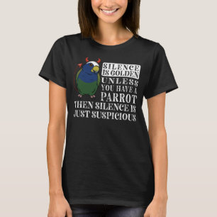 T-shirt Le silence est perroquet d'or I blanc capped Pionu