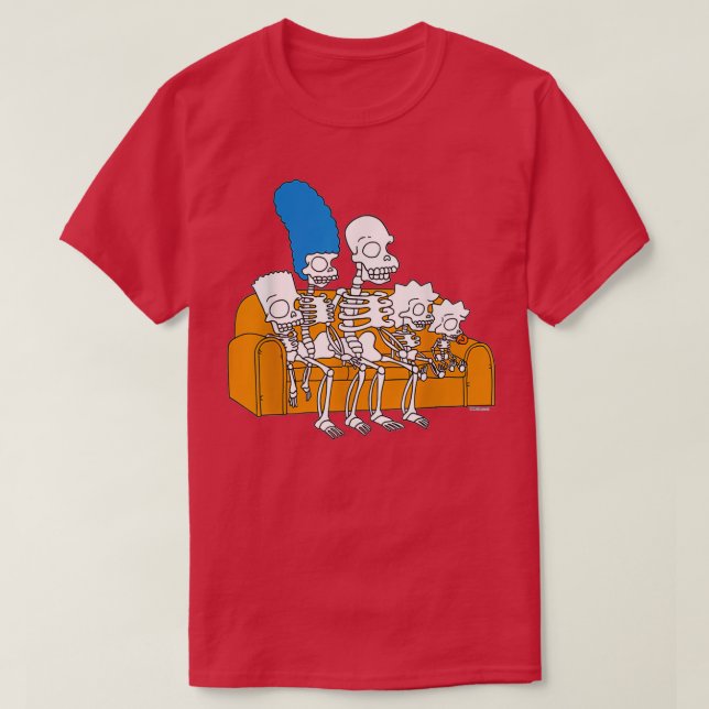 T-shirt Le Simpsonzz Skeletons Treehouse Of Horror Couch (Design devant)