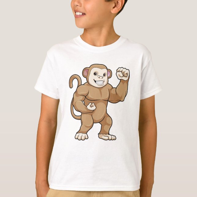 T-shirt Le singe comme culturiste au Bodybuilding (Devant)