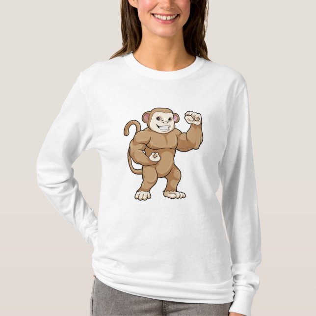 T-shirt Le singe comme culturiste au Bodybuilding (Devant)