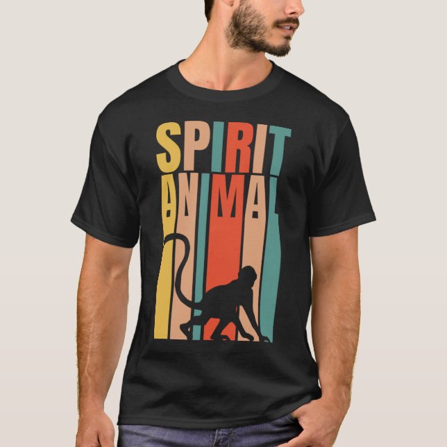 T-shirt Le Singe Est Mon Esprit Animal Retro (Devant)
