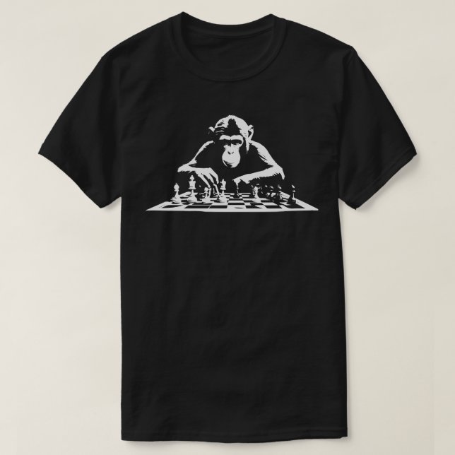 T-shirt le singe joue aux échecs (Design devant)