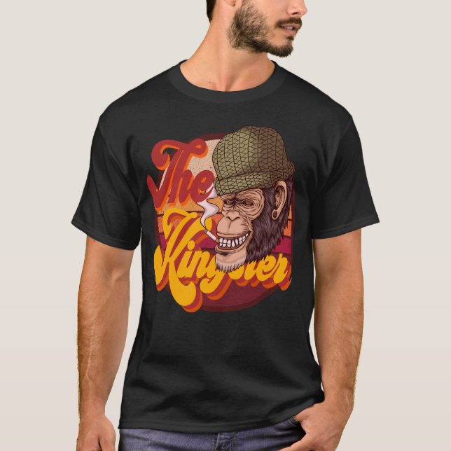 T-shirt Le singe roi drôle chimpanzé fumant (Devant)