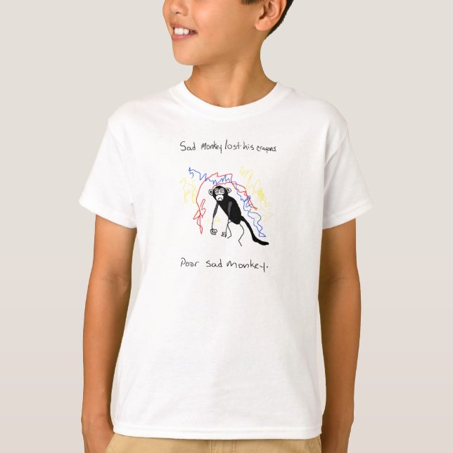 T-shirt Le singe triste a perdu ses crayons (Devant)
