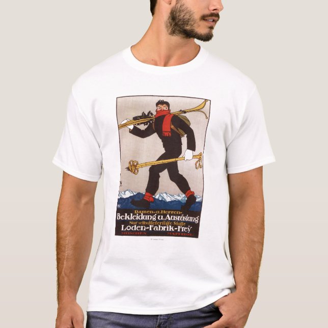 T-shirt Le ski de Loden vêtx l'affiche de publicité de ski (Devant)
