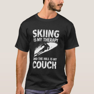 T-shirt Le ski est ma thérapie et la colline est vintage A