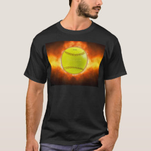 T-shirt Le softball de SlipperyJoe sur feu flammes feu feu