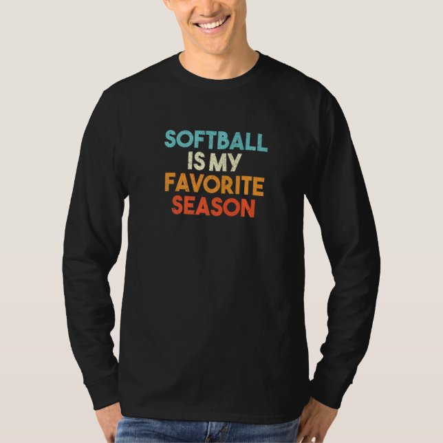 T-shirt Le Softball Est Ma Saison Préférée Rétro (Devant)