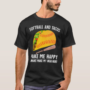 T-shirt Le softball et les Tacos me rendent heureux Humain