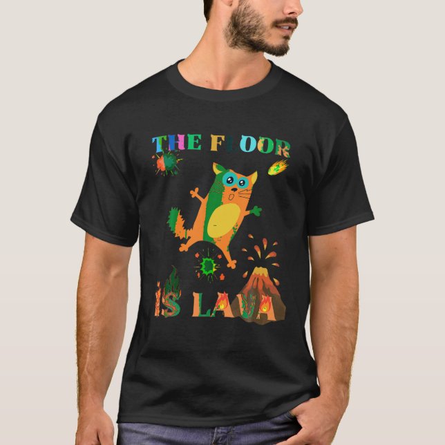 T-shirt Le Sol Est Lava Lover Chat Frighten Enseigner Géol (Devant)