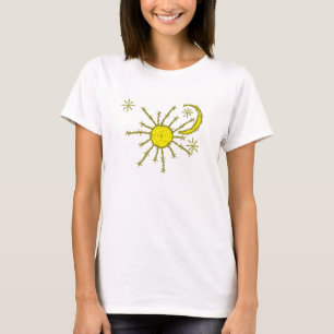 T-shirt le soleil de lune de barbwire et copie d'étoiles