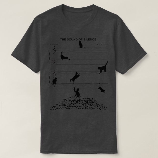 T-shirt Le Son Du Silence Musique Et Amoureux des chats (Design devant)