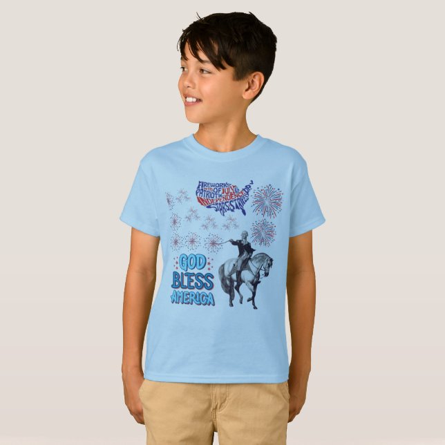 T-shirt Le spectacle Liberty Lights affiche un bleu clair (Devant entier)