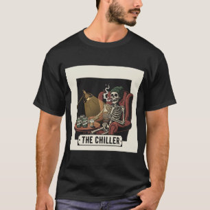 T-shirt Le squelette Chiller se détendant avec de la bière