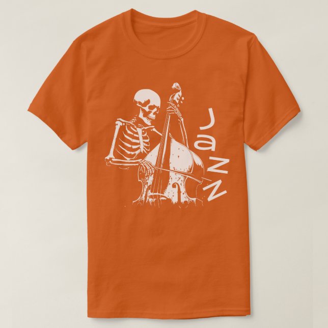T-shirt le squelette joue de la musique jazz (Design devant)