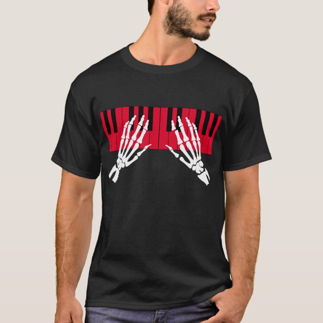 T-shirt Le squelette joue du piano (Devant)