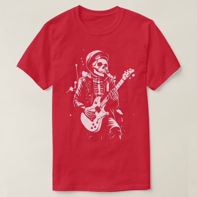 T-shirt le squelette joue du rock (Design devant)