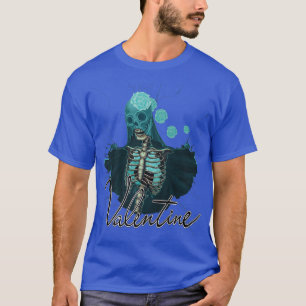 T-shirt Le squelette vêtu d'une robe de mariage rose est s