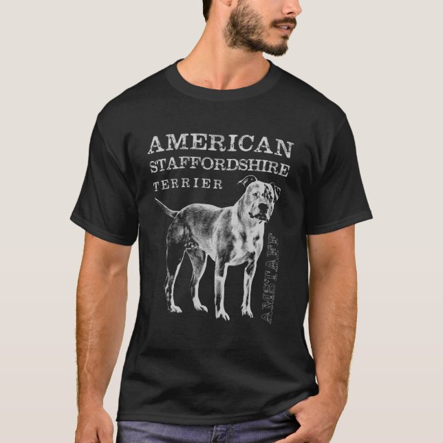 T-shirt Le Staffordshire Terrier américain - Amstaff (Devant)