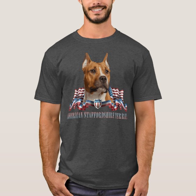 T-shirt Le Staffordshire Terrier américain - Amstaff (Devant)