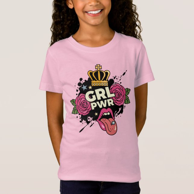 T-Shirt Le style tatouage Girl Power (Devant)