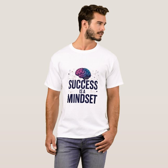 T-shirt Le Succès Est Un Texte Motivationnel Rose Bleu (Devant entier)