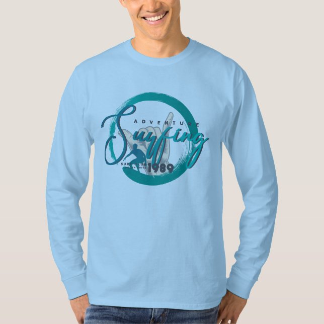 T-shirt Le surf | Manches longues pour hommes (Devant)