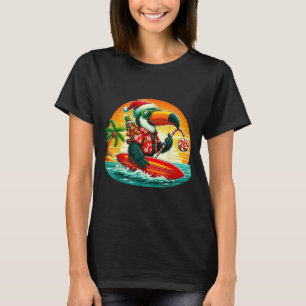 T-shirt Le Surf Père Noël Toucan Et Drôle Chien Trocal Chr