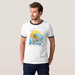 T-shirt Le surfeur fait le tour de la vague   Homme Ringer
