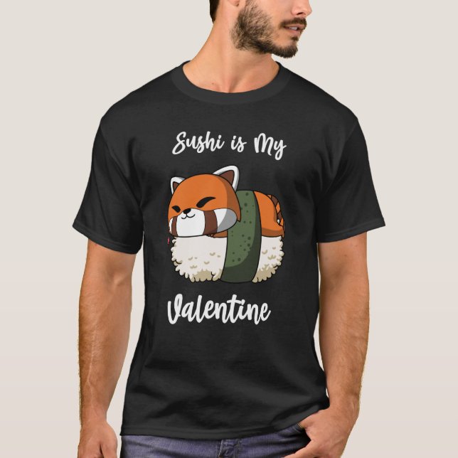 T-shirt Le sushi est ma Saint Valentin Panda Rouge Saint V (Devant)