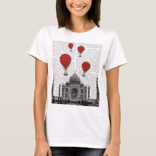 T-shirt Le Taj Mahal et ballons à air d'un rouge ardent