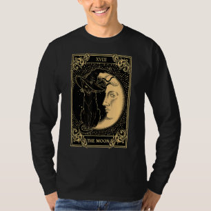 T-shirt Le Tarot Lune Xvii Inspiré Chat Noir Sorcier Casqu