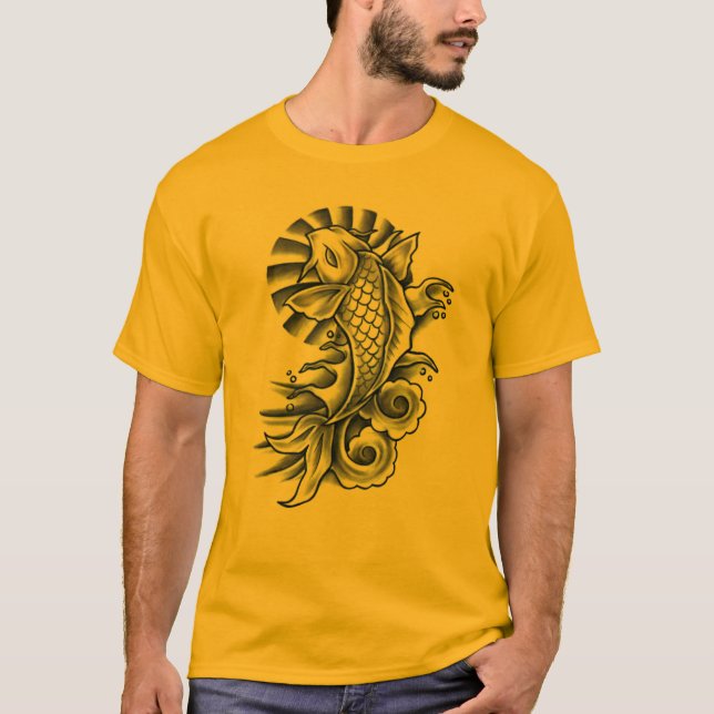 T-shirt Le tatouage de Koi a inspiré la pièce en t (Devant)