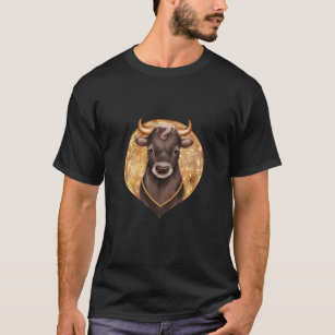 T-shirt Le taureau noir sur l'or, mignon taureau 2021, ann