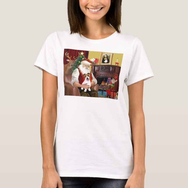 T-shirt Le terrier Jack Russell de Père Noël (Devant)