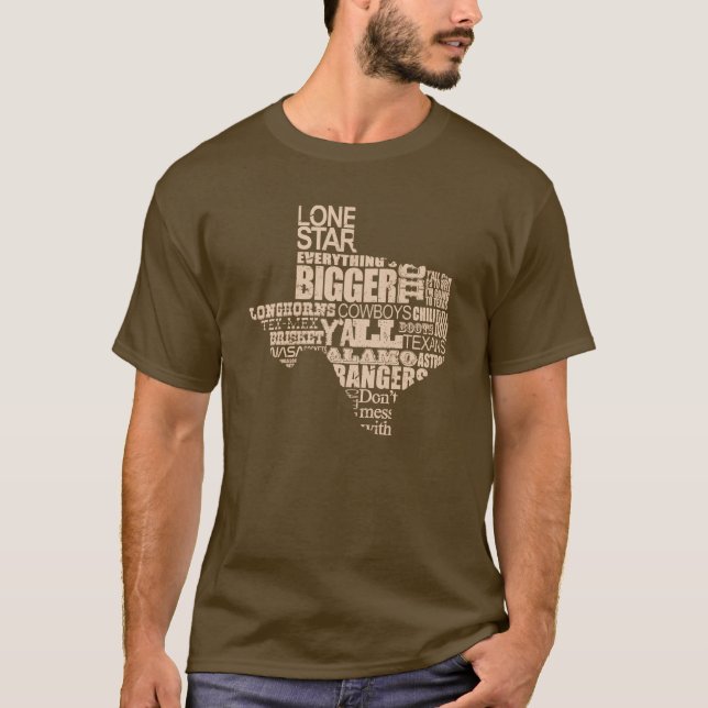 T-shirt Le Texas fier - forme du Texas (graphique léger) (Devant)