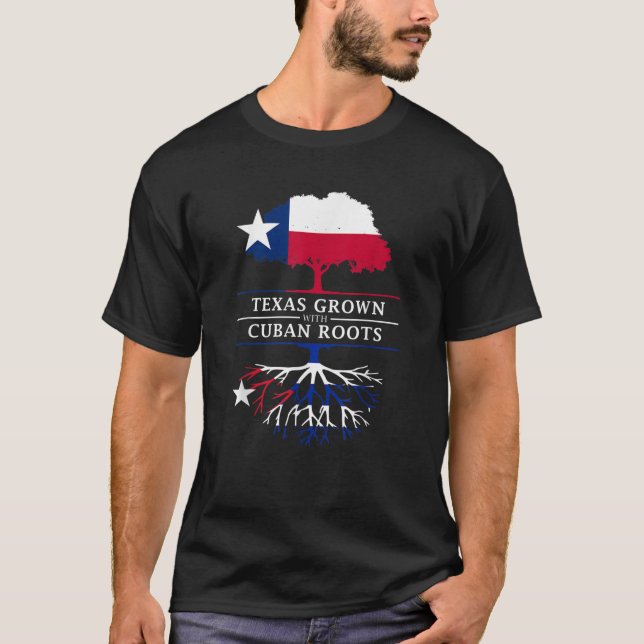 T-shirt Le Texas grandit avec les racines cubaines Cuba Pr (Devant)