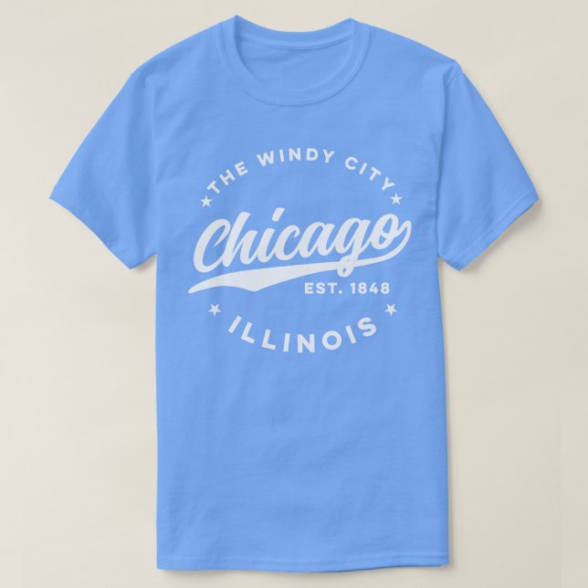 T-shirt Le texte blanc de Windy City Chicago (Design devant)
