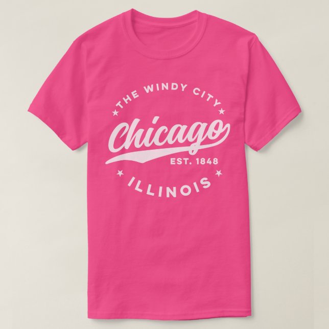 T-shirt Le texte blanc de Windy City Chicago (Design devant)