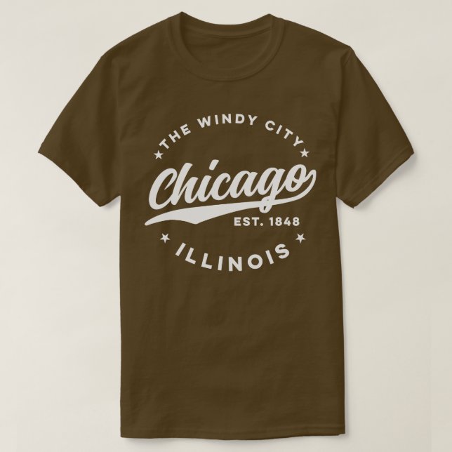 T-shirt Le texte blanc de Windy City Chicago (Design devant)