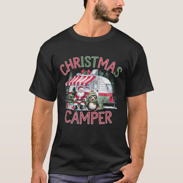 T-shirt Le thème de Noël du camping pour Camper (Devant)