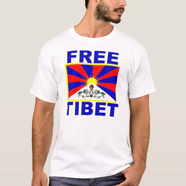 T-shirt Le Thibet libre avec le drapeau tibétain (Devant)